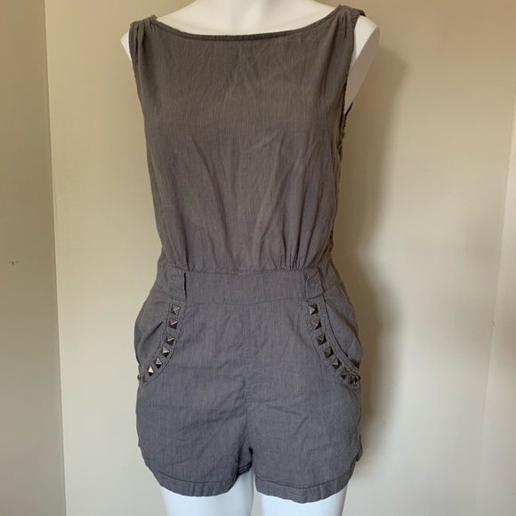 Dresses & Skirts - Miley Max Olive Pinstripe Studded Romper